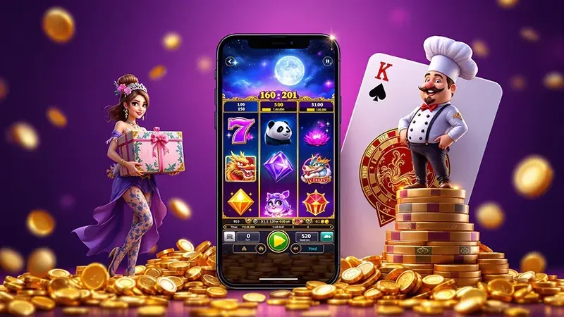 Antarmuka slot mobile RPZZZ dengan area reel dan panel informasi